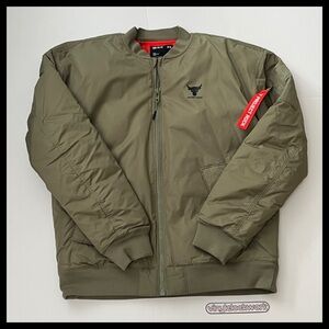 Under Armour Project Rock Insulated Army Bomber Jacket Mens Medium M 1374425-346